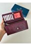 Crocodile Patterned Genuine Leather Women's Wallet with Plenty of Eyelets Purple - 4