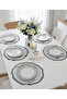 6 Pieces Silvery Embroidered Linen American Serving - Linen Placemat - 3