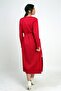 Women's Long Cardigan with Button Detail on the Sleeves, Pockets, and Side Slits - 4