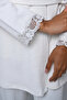 Women's Ecru Jacquard Lace Winter Special Design Maternity Maternity Dressing Gown Pajama Set - 5