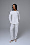 Women's Ecru Jacquard Shawl Collar Lace Winter Special Design Maternity Pajama Set - 5