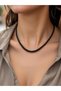 Black Women's Onyx Natural Stone Necklace Standard Size 6 mm