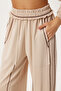 Contrast Stripe Knitted Top and Bottom Set Ldm0008 Beige - 5