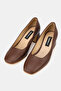 Women's Brown Genuine Leather Classic Shoes with Medium Heels, Size 35-41 - 2