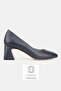 Women's Dark Blue Genuine Leather Classic Shoes with Medium Heel, Size 35-41 - 2