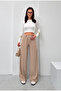 Striped Crepe Fabric Relaxed Fit Women's Trousers - 3