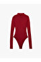 Burgundy Women's High Neck Bodysuit - 3