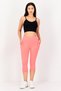 Women Sportswear Fit Running Capri Leggings, Coral - 4