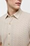 قميص بيج ذو قصة عادية مصنوع من القطن بنسبة 100% بأكمام قصيرة - 5