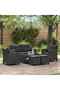 6 Piece Garden Sofa Set with Cushions Poly Rattan Black