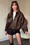 Zippered Belted Polo Collar Cool Leather Brown Jacket