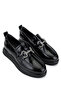 Women's Genuine Leather Black Patent Leather Loafers - 2