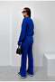 Ribbed Knit Pants Bomber Jacket Women's Top and Bottom Set - 5