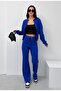 Ribbed Knit Pants Bomber Jacket Women's Top and Bottom Set - 3