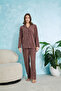 Corded Fabric Heart Patterned Buttoned Fleece Pajama Set - 2