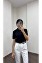 Women's Short Sleeve Polo Neck Buttoned Knit Sweater - 5