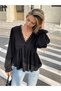 New Season V Lace Collar Women's Aerobin Blouse Long Sleeve - 2