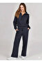 3-Piece Winter Black Gray Navy Wide-Leg Winter Sweatpants Set Plus Size Comfortable Fabric - 4
