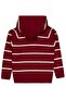 Civil Boy's Striped Patterned Cardigan |   Knitwear Long Sleeve Hoodie |   School Nursery and Daily Use - Burgundy - 2