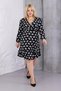 Women's Black Ribbon Pattern Double-Breasted Collar Flexible Waist Plus Size Dress - 3