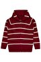 Civil Boy's Striped Patterned Cardigan |   Knitwear Long Sleeve Hoodie |   School Nursery and Daily Use - Burgundy