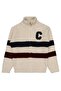 C Embroidered Striped Cardigan for Ages 6-9 - Beige 9-10 Years Old