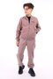 Bitter Brown Boys' College Collar Zippered Pocket Embroidery Printed Geometric Pattern Fleece Cardigan - 2
