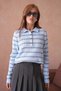 Women's Polo Neck Stripe Detail Hair Knitwear Sweater - 3