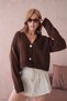 Women's Polo Collar Button Detail Oversized Knitwear Cardigan - 5