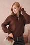 Women's Half Turtleneck Zipper Detail Oversized Knitwear Sweater - 4