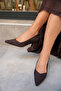 Fiona Bitter Brown Suede Women's Thick Heeled Shoes - 3