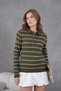 Women's Polo Neck Stripe Detail Hair Knitwear Sweater - 4