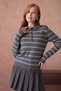 Women's Polo Neck Stripe Detail Hair Knitwear Sweater - 4