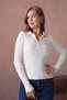 Women's Polo Neck Zipper Detail Ribbed Knit Knitwear Sweater - 3