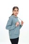 Dark Mint Girl's Hooded Zippered Pocket Low Shoulder Reverse Stitch Detailed Knitted Cardigan - 2