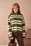 Women's Polo Neck Striped Oversize Knitwear Sweater