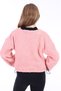 Mercan Girls' College Collar Zippered Off-Shoulder Printed Plush Cardigan - Adjustable Elastic Waist - 2