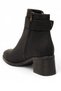 Black Zippered Heeled Buckle Casual Women's Boots - 3