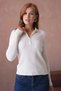 Women's Polo Neck Zipper Detail Ribbed Knit Knitwear Sweater - 5