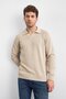 Beige Regular Fit Polo Neck Knit Sweater - 3