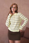 Women's Polo Neck Stripe Detail Hair Knitwear Sweater - 3