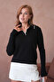 Women's Polo Collar Cable Knit Sweater - 3