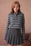 Women's Polo Neck Stripe Detail Hair Knitwear Sweater - 3