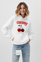 سويت شيرت ناعم ذو ملمس ناعم للجنسين مكون من قصة فضفاضة خيوط بتصميم Happy Cherry B مطبوع O مطبوع