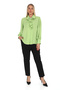 Plus Size Epaulet Sleeves Stone Button Ruffle Collar Brooch Detailed Stylish Women's Blouse - 4