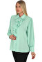 Plus Size Epaulet Sleeves Stone Button Ruffle Collar Brooch Detailed Stylish Women's Blouse - 2
