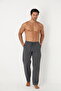Men's Cotton Pocketed Plaid Elastic Waist Pajama Bottoms / Black 604 - 3