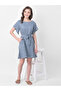 Polka Print Short Night Dress in Grey- Rayon - 2