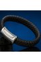 Men's Black Mesh Leather Bracelet with Stainless Steel Detailing, Stylish and Suitable for Everyday Wear - 3