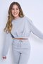 Women's Three Thread Cotton Inside Sh Fleece-Lined Tracksuit Set Crew Neck Crop Sports Tracksuit Set - 3